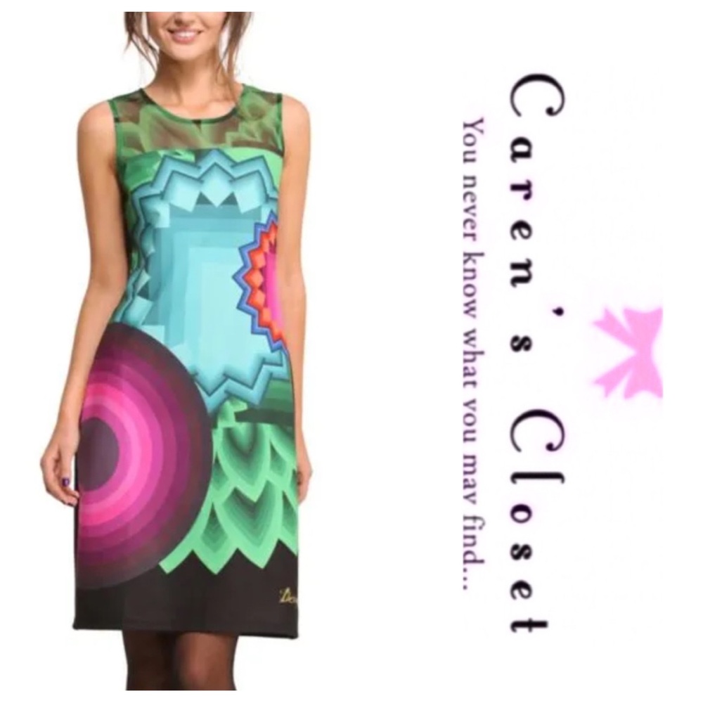 Desigual Mod Graphic Print Sleeveless Adriana Tank Dress - Picture 2 of 9